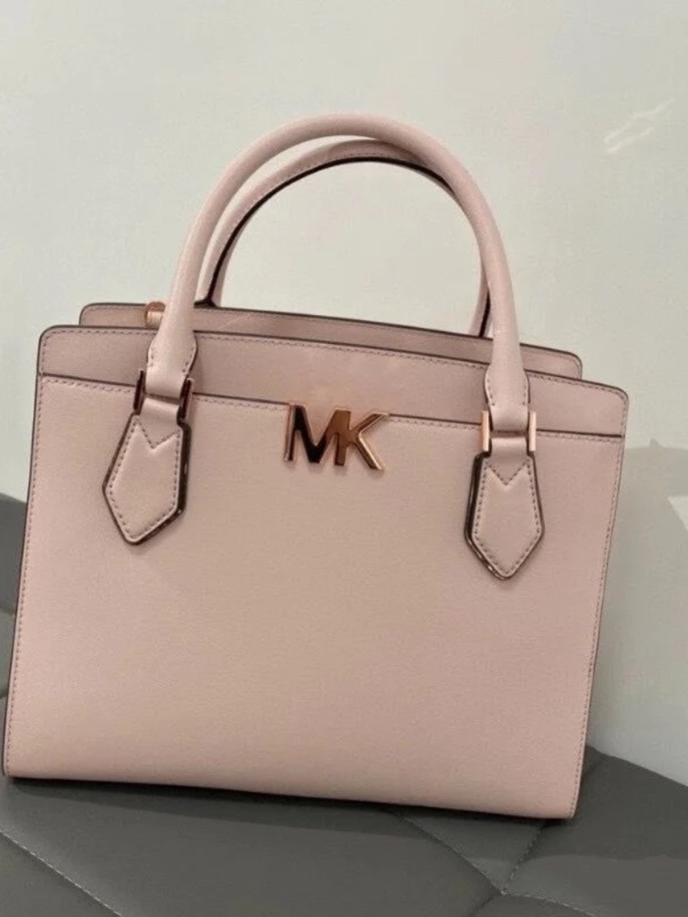 Michael Kors Mott Large Satchel Bag Blush Pink with Rose Gold Hardware